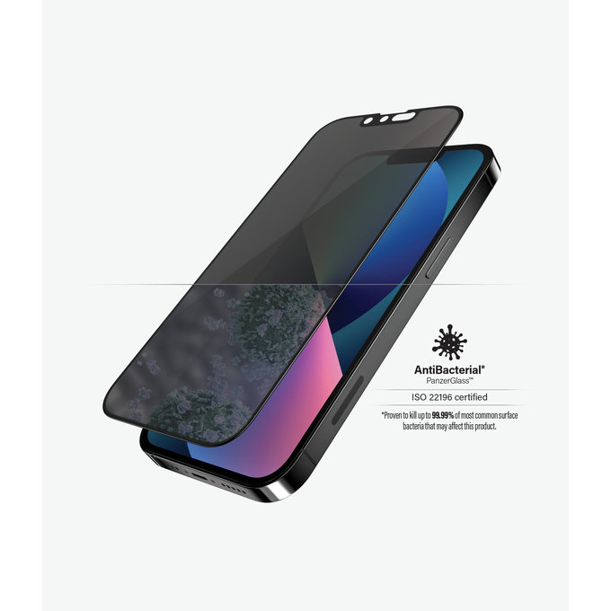 Szklo hartowane do iPhone 13, 13 Pro, 14, Case Friendly Privacy AB, Czarny, Black, PanzerGlass