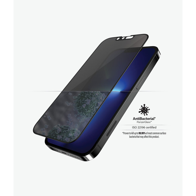 Szklo hartowane do iPhone 13 Pro Max, 14 Plus, Case Friendly Privacy AB, Czarny, Black, PanzerGlass