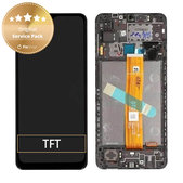 Wyświetlacz do Samsung A12 A127F, A032F, Ekran dotykowy z ramką, GH82-26485A, GH82-26486A, (Black), Genuine Service Pack