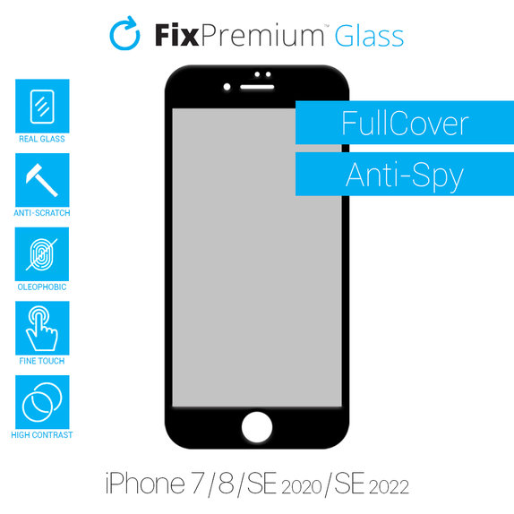 Szklo hartowane do iPhone 7, 8, SE 2020, SE 2022, Privacy Anti-Spy Glass, FixPremium