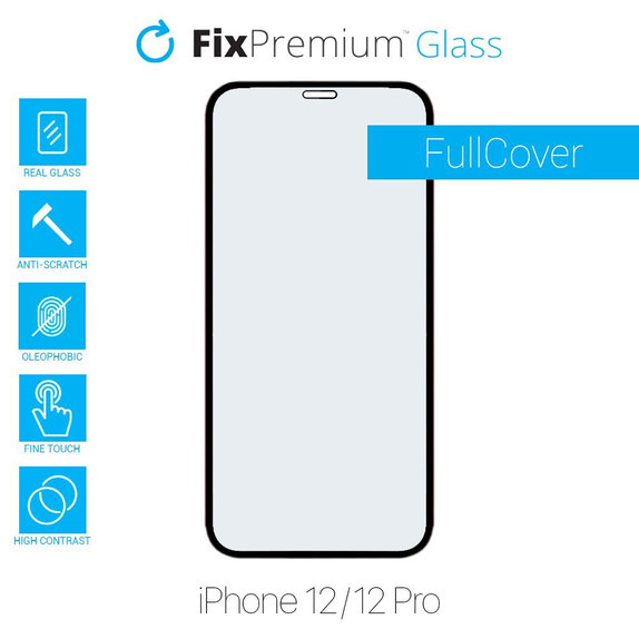 Szklo hartowane FullCover Glass do iPhone 12 | 12 Pro | FixPremium