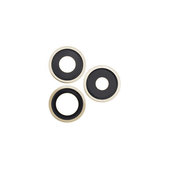 Szklo obiektywu tylnej kamery z oslona, ramka do iPhone 13 Pro, 13 Pro Max, Złoty, Gold, 3szt