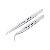 Zestaw pęset – prosta i zakrzywiona końcówka, Stainless Steel