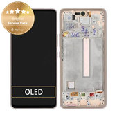 Wyświetlacz do Samsung A53 5G A536B, Ekran dotykowy z ramką, GH82-28024D, GH82-28025D, Awesome Peach, Genuine Service Pack