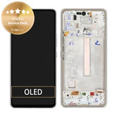 Wyświetlacz do Samsung A53 5G A536B, Ekran dotykowy z ramką, GH82-28024B, GH82-28025B, Awesome White, Genuine Service Pack