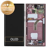 Wyświetlacz do Samsung S22 Ultra S908B, Ekran dotykowy z ramką, GH82-27488B, GH82-27489B, Burgundy, Genuine Service Pack