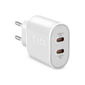 Ladowarka 20W 2x USB-C Power Delivery, Biały, White, SBS