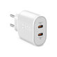 Ladowarka 20W 2x USB-C Power Delivery, Biały, White, SBS