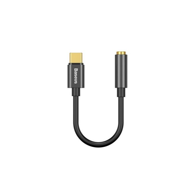 Przewód USB-C z redukcją podróży do gniazda 3,5mm, Czarny, Black, kompatybilny ze słuchawkami przewodowymi, połączeniami i muzyką, Baseus