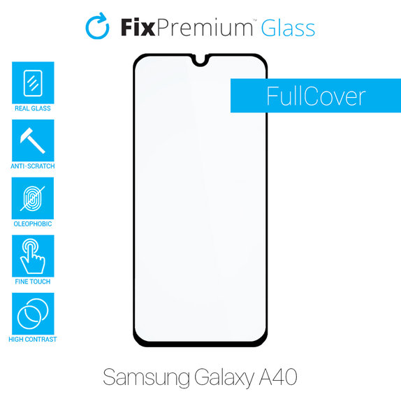 Szklo hartowane do Samsung A40, FullCover Glass, FixPremium