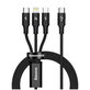 Kabel USB-C 3w1, USB-C, Lightning i Micro-USB, 1,5 m, Czarny, Black