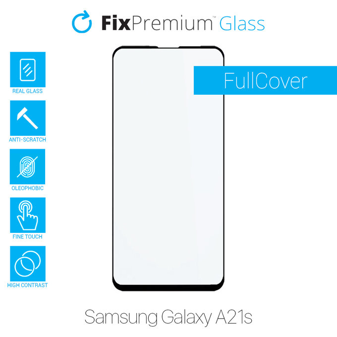 Szklo hartowane do Samsung A21s, FullCover Glass, FixPremium