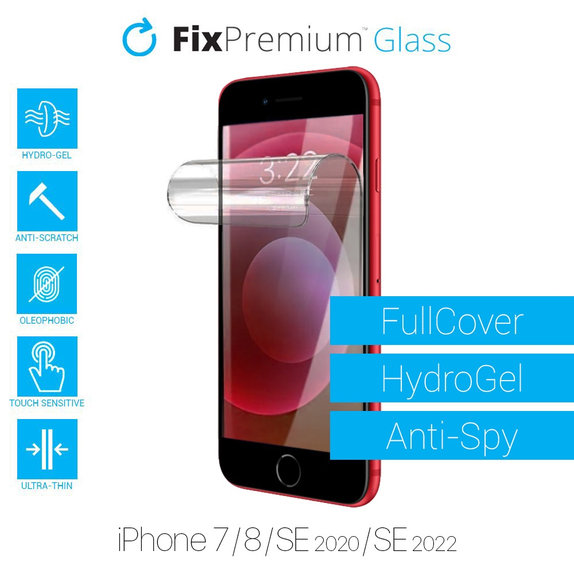 Folia ochronna do iPhone 6, 6s, 7, 8, SE 2020 i SE 2022, HydroGel Anti-Spy, FixPremium