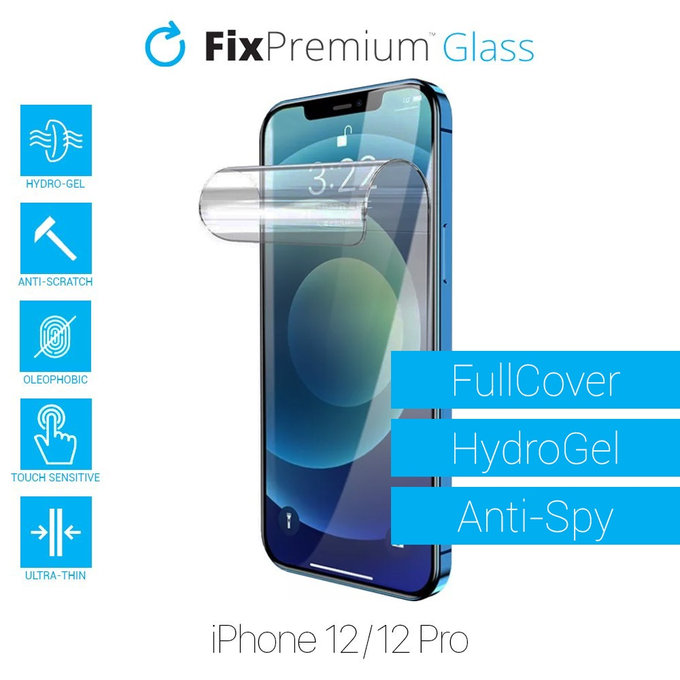 Folia ochronna do iPhone 12, 12 Pro, HydroGel Anti-Spy, FixPremium