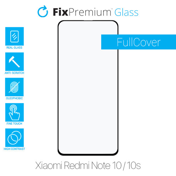 Szklo hartowane do Xiaomi Redmi Note 10, 10S, FullCover Glass, FixPremium