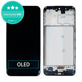 Wyświetlacz OLED do Samsung M21 M215F, Ekran dotykowy z ramką, Czarny, Black