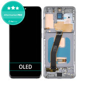 Wyświetlacz OLED do Samsung S20 G980F, Ekran dotykowy z ramką, Cosmic Grey