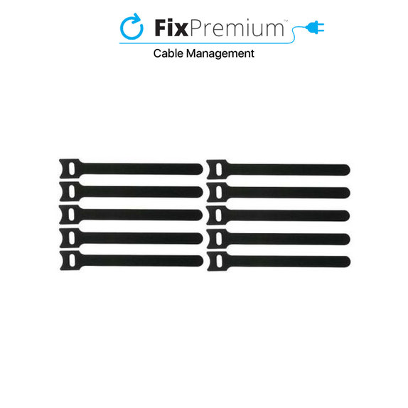 Organizer kabli, Opaski kablowe, 10 szt., Czarny, Black, FixPremium