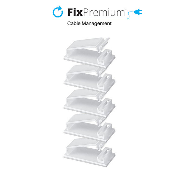 Organizer kabli, Klipsy, 5 szt., Przezroczysty, Transparent, FixPremium