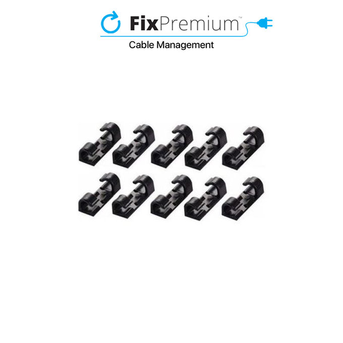 Organizer kabli, Klipsy, 10 szt., Czarny, Black, FixPremium