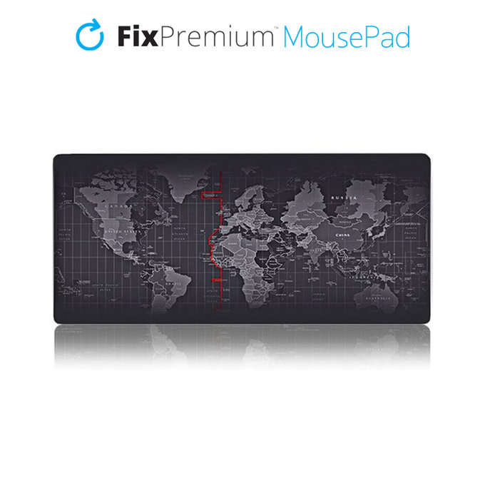 Podkladka pod mysz i klawiature z motywem mapy, Czarny, Black, FixPremium