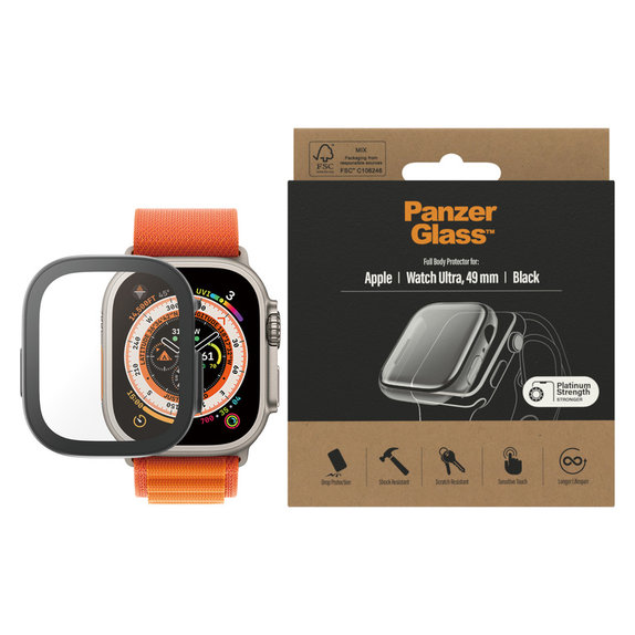 Szkło hartowane Full Body AB do Apple Watch Ultra 2 49 mm, Czarne, PanzerGlass