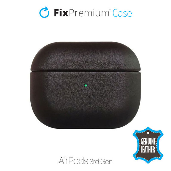Etui Skórzane do AirPods 3, czarny, black, FixPremium