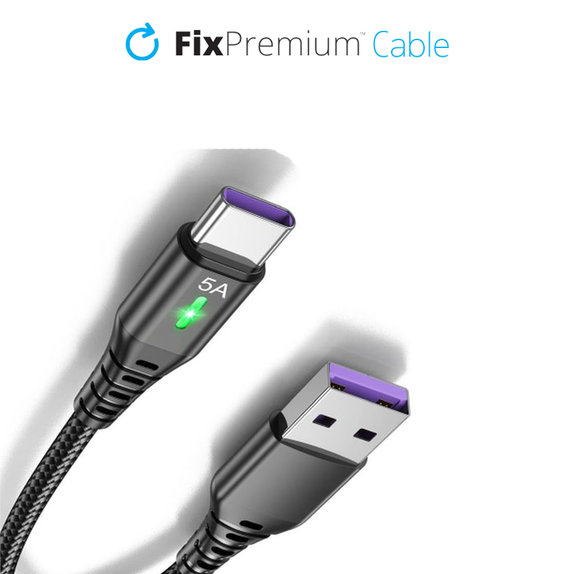Kabel USB-C do USB ze wskaźnikiem LED, 1m, Czarny, Black