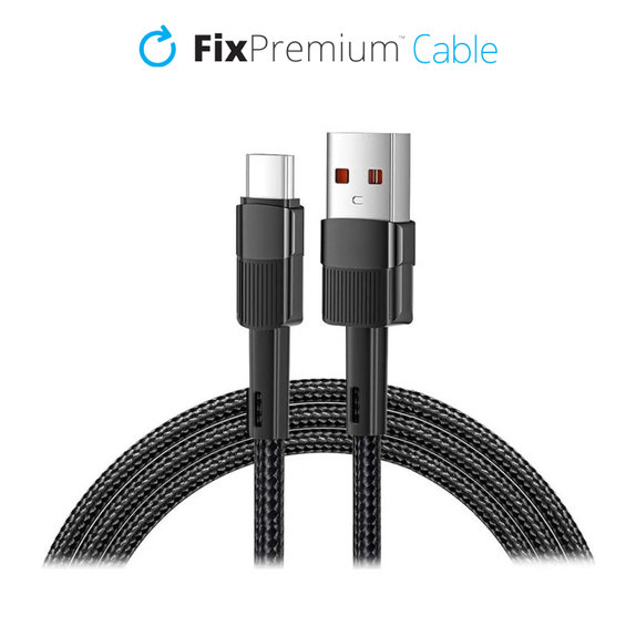 Kabel USB-C / USB z szybkim ladowaniem (1m), czarny, black, FixPremium