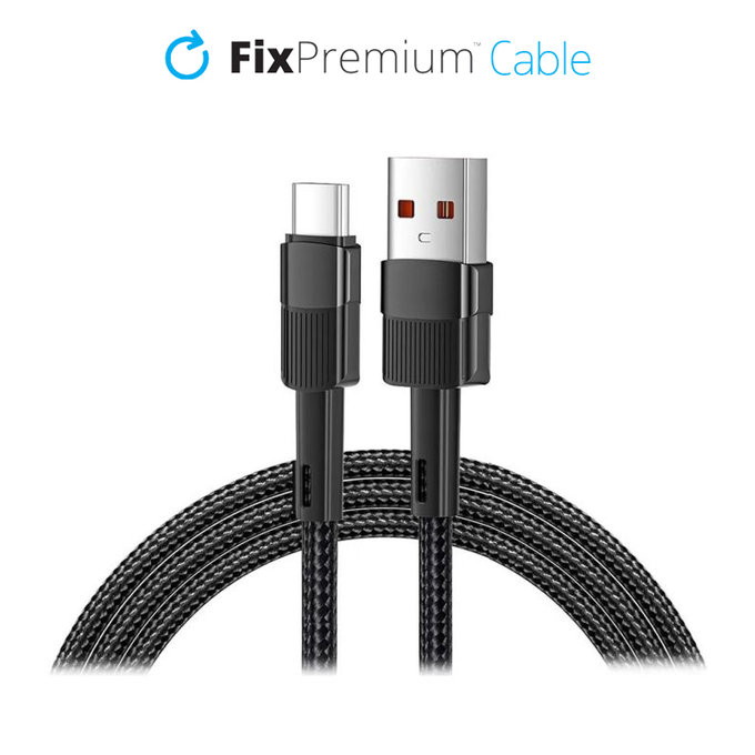 Kabel USB-C / USB z szybkim ladowaniem (1m), czarny, black, FixPremium