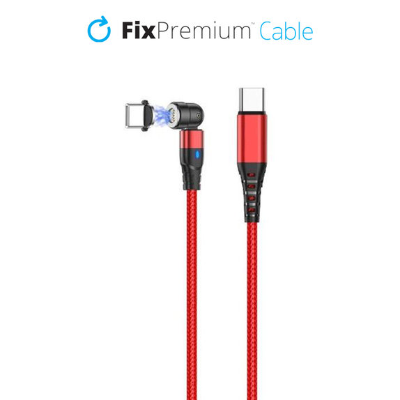 Magnetyczny kabel USB-C / USB-C (1m), Czerwony, Red, FixPremium
