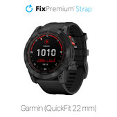 Pasek silikonowy do Garmin, QuickFit 22mm, Czarny, Black, FixPremium