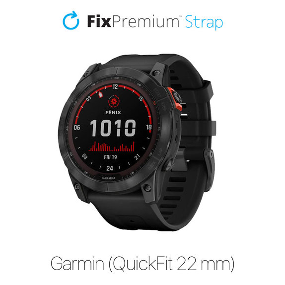 Pasek silikonowy do Garmin, QuickFit 22mm, Czarny, Black, FixPremium