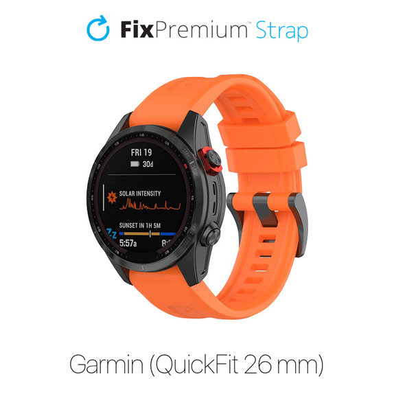 Pasek silikonowy do Garmin, QuickFit 26mm, Pomarańczowy, Orange, FixPremium