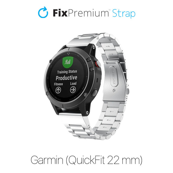 Pasek ze stali nierdzewnej do Garmin, QuickFit 22mm, Srebrny, Silver, FixPremium