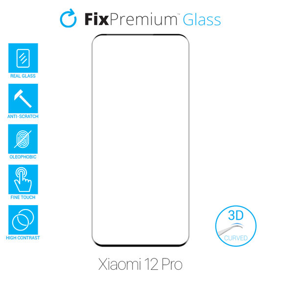 Szkło Hartowane 3D do Xiaomi 12 Pro, FixPremium