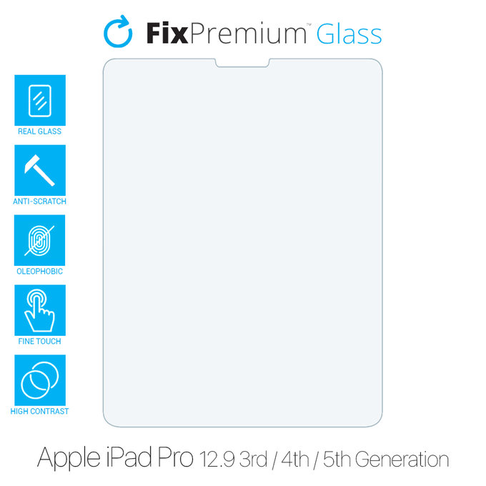 Szkło hartowane do Apple iPad Pro 12.9" (3. Gen 2018, 4. Gen 2020, 5. Gen 2021, 6. Gen 2022), FixPremium
