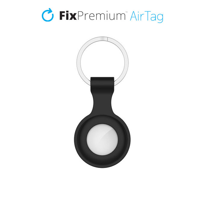 Silikonowy Brelok do AirTag, czarny, black, FixPremium
