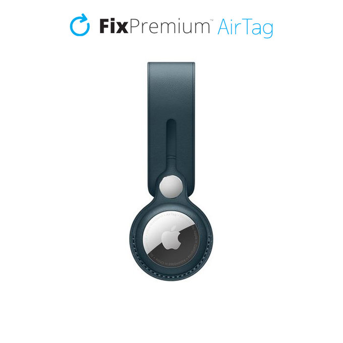 Skórzany Brelok do AirTag | niebieski | blue | FixPremium