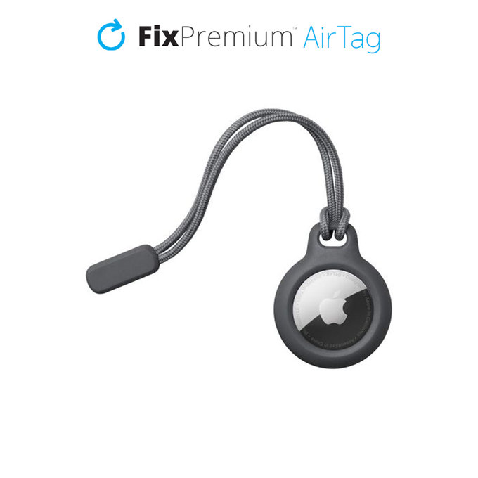Etui ze sznurkiem do AirTag, czarny, black, FixPremium