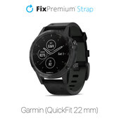 Pasek skórzany do Garmin, QuickFit 22mm, Czarny, Black, FixPremium