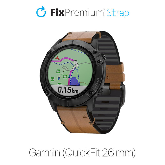 Pasek skórzany do Garmin, QuickFit 26mm, Light Brown, FixPremium