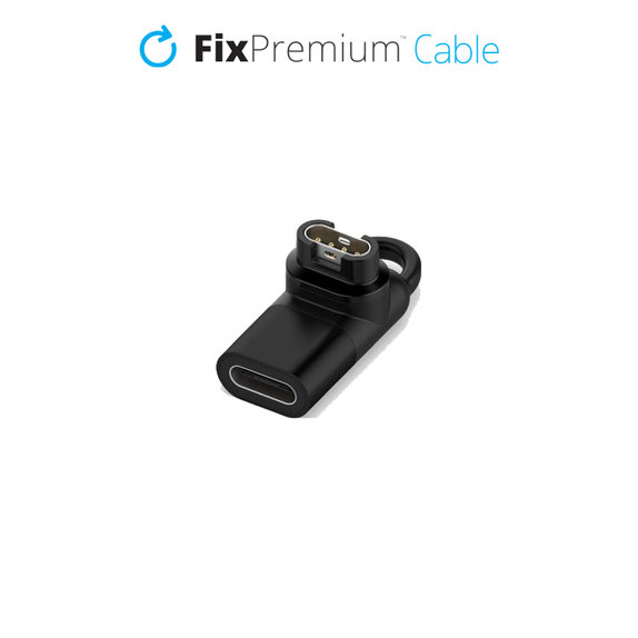 Adapter USB-C do portu zegarka Garmin, Czarny, Black, szybkie ładowanie