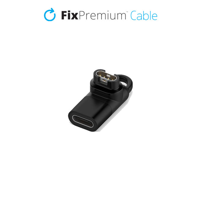 Adapter USB-C do portu zegarka Garmin, Czarny, Black, szybkie ładowanie