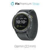 Pasek do Garmin, 22mm, Nylonowy, Szary, Gray, FixPremium
