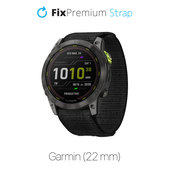 Pasek do Garmin, 22mm, Nylonowy, Czarny, Black, FixPremium