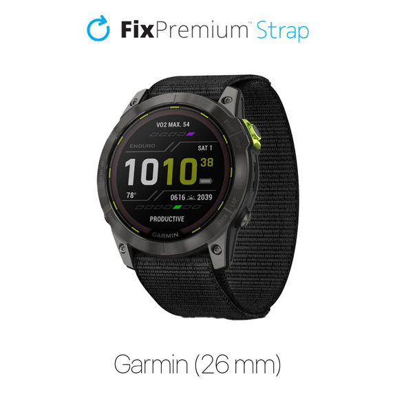 Pasek do Garmin, 26mm, Nylonowy, Czarny, Black, FixPremium