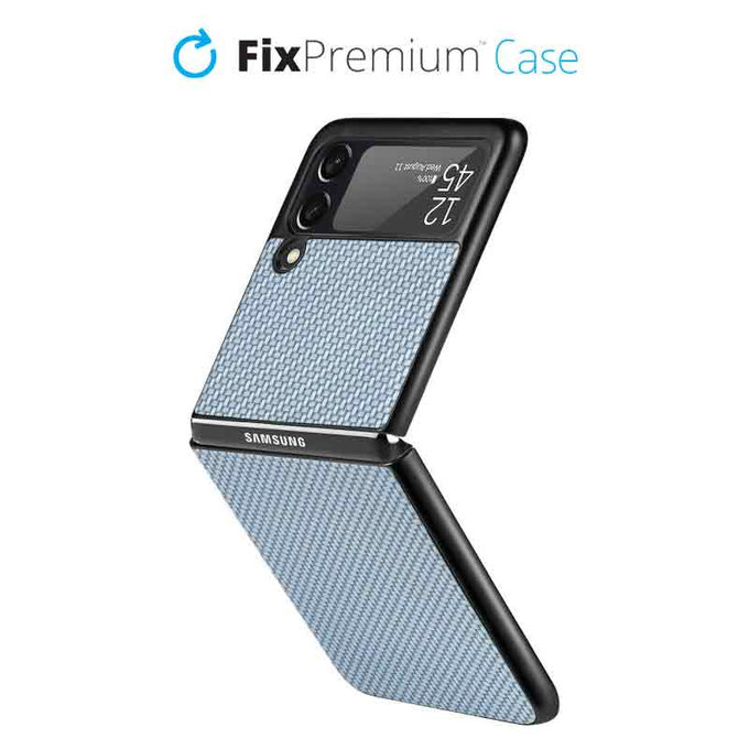 Etui do Samsung Z Flip 3, Carbon, Niebieski, Blue, FixPremium