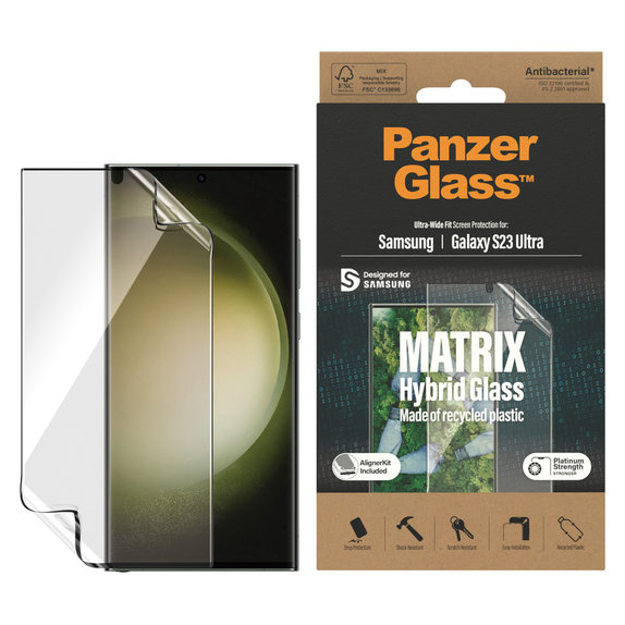 Szkło hybrydowe Matrix UWF AB FP wA do Samsung Galaxy S23 Ultra, Przezroczyste, PanzerGlass