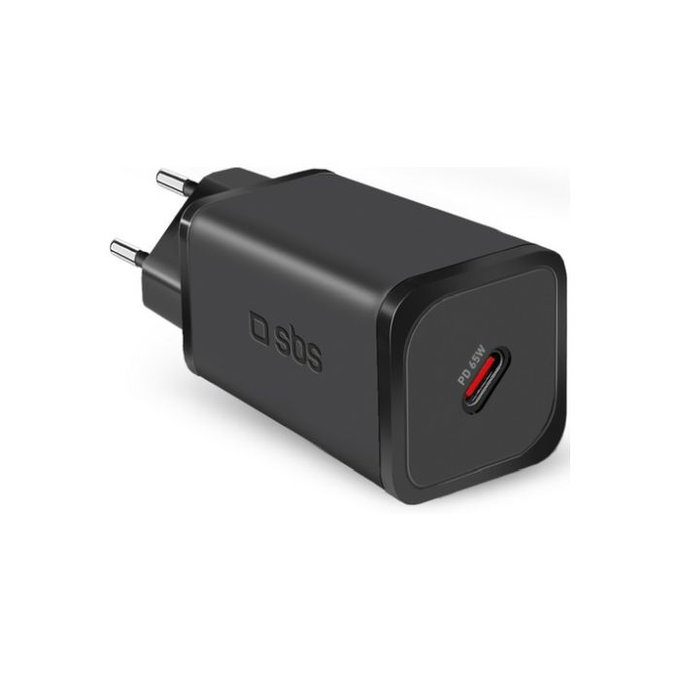 Podróżny adapter ładujący USB-C, GaN 65W PD, Czarny, Black, SBS
